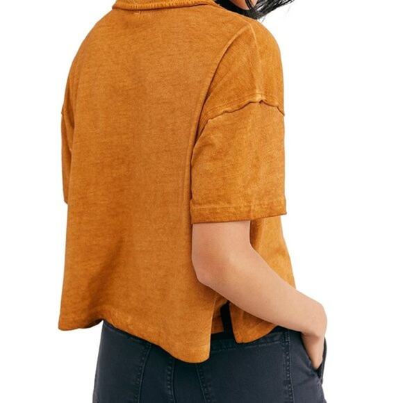 Free People Weekend Rush Button Front Cropped Top Copper Size XS NEW - Picture 5 of 10